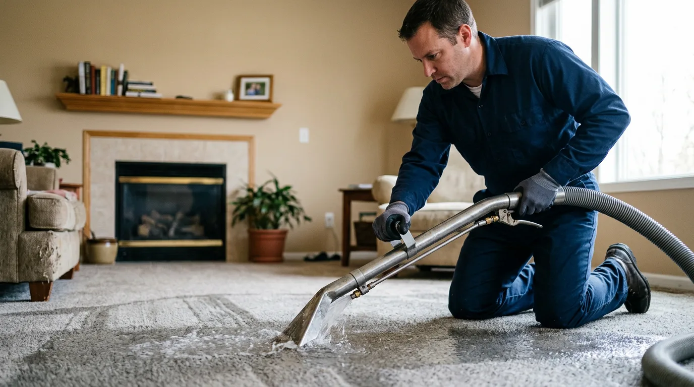 Water damage restoration technician working near Hermansville, MI